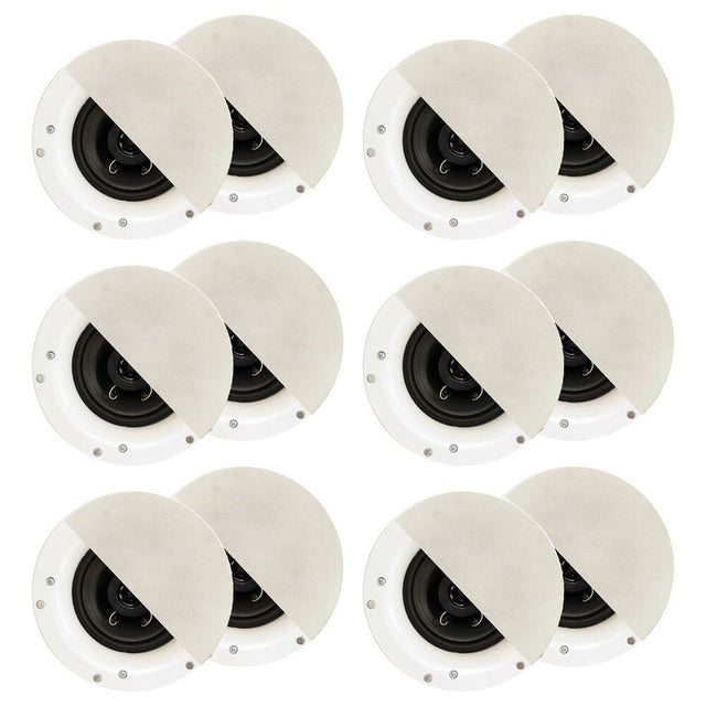 Front. Acoustic Audio by Goldwood - R192 Frameless in Ceiling/in Wall Speaker 6 Pair Pack 2 Way Home Theater Surround Speakers - Paintable White.