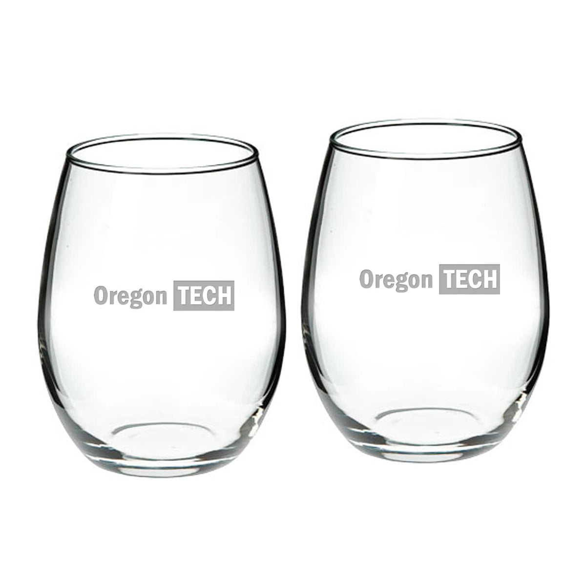 Jardine - Oregon Tech Hustlin' Owls Team Design Two-Piece 21oz. Stemless Wine Glass Set - Multicolor