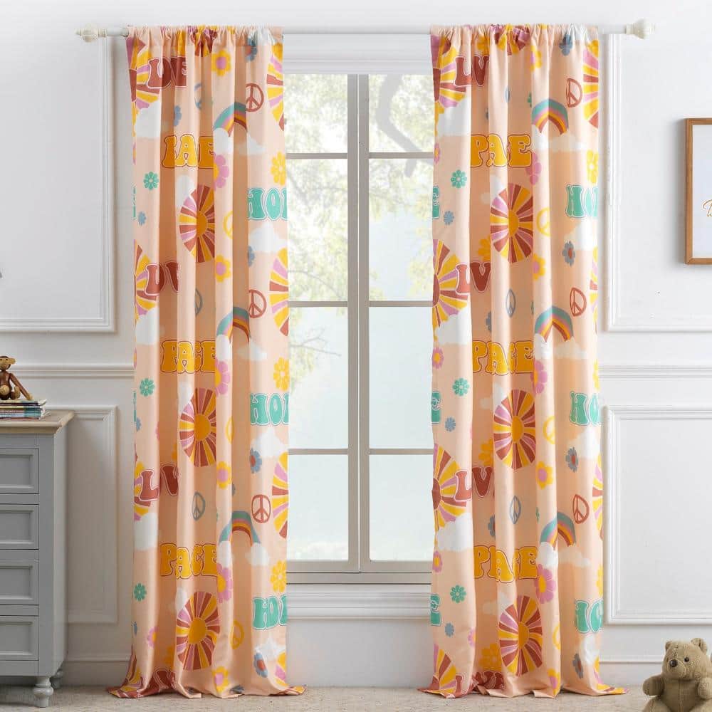 Greenland Home Fashions - Greenland Home Fashion Cassidy Window Drapes for Bedroom/Living Room Curtain Panel Set - 84x84" - Peach