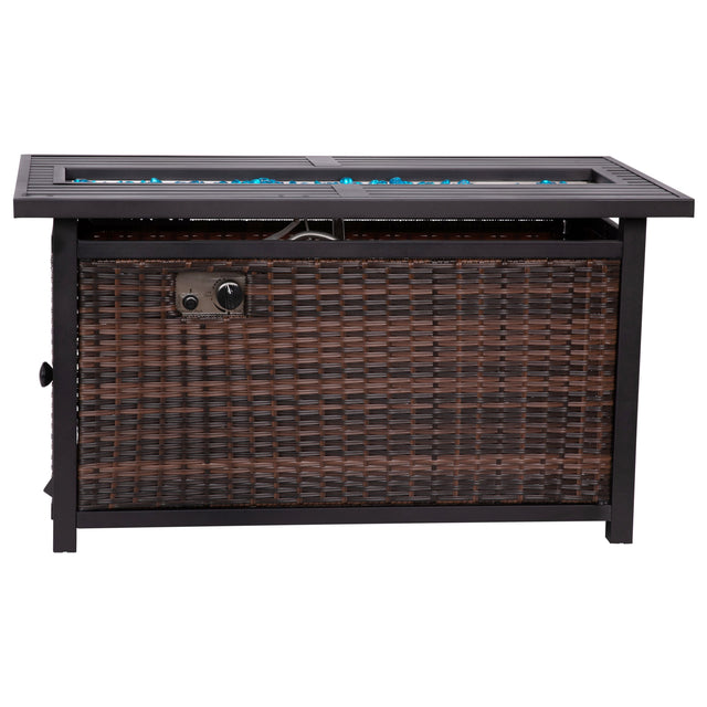 Front. Emma + Oliver - Propane Fire Table with Glass Beads and Hideaway Tank Holder - Espresso/Black.
