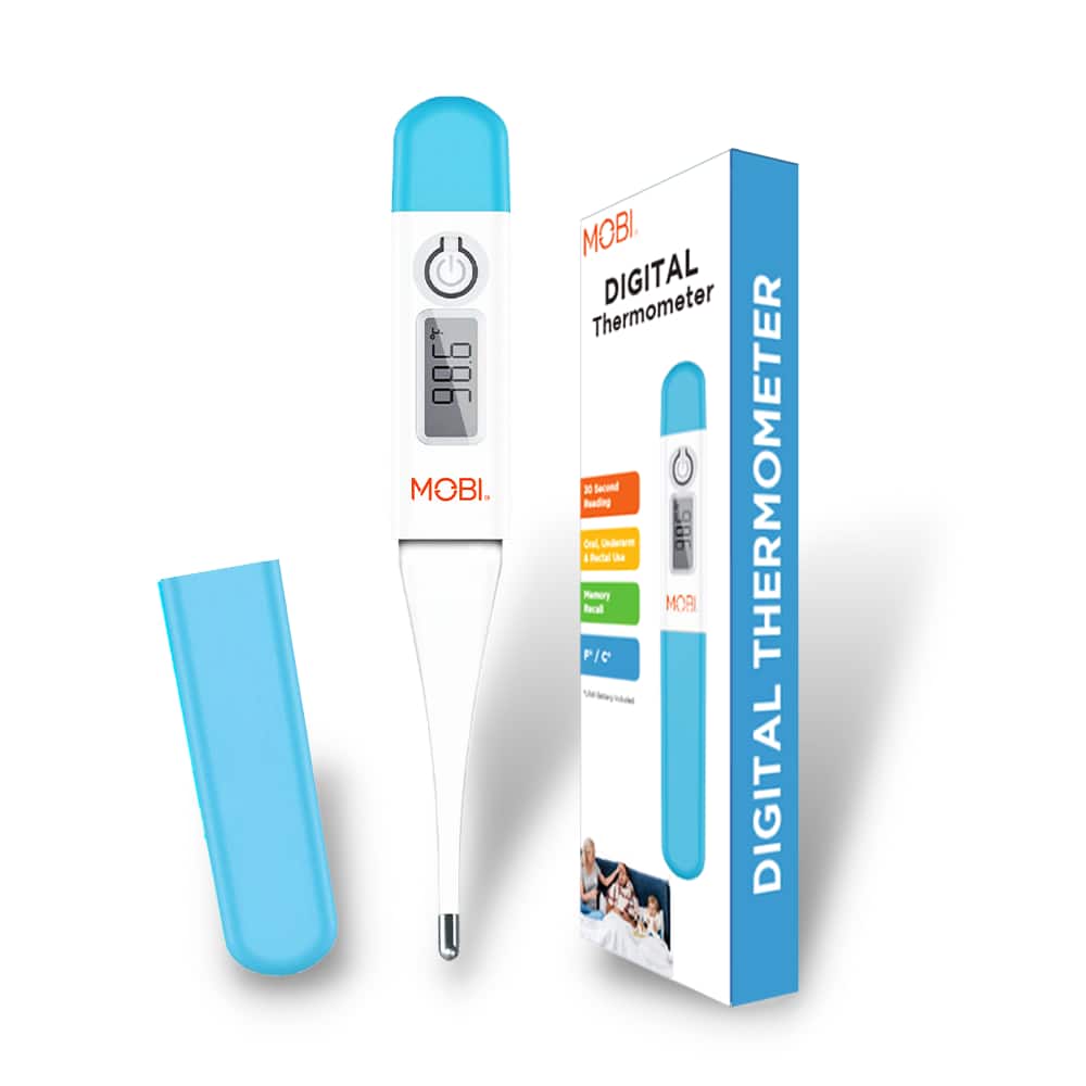 MOBI - Oral Digital Health Thermometer With Protective Probe Cover - White