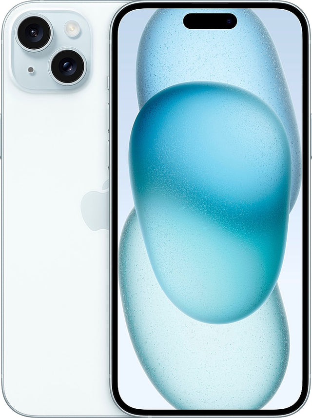 Front. Apple - iPhone 15 Plus 128GB (Unlocked) - Blue.