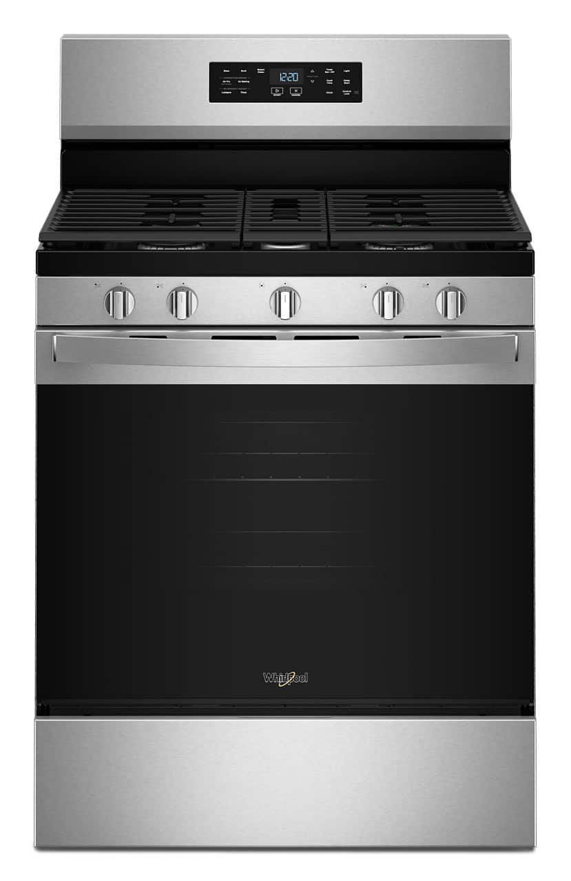 Whirlpool - 30 in. Wide 5 burners 5.0 cu. ft. Freestanding Gas Convection Range with Air Cooking Technology and Steam Clean - Stainless Steel
