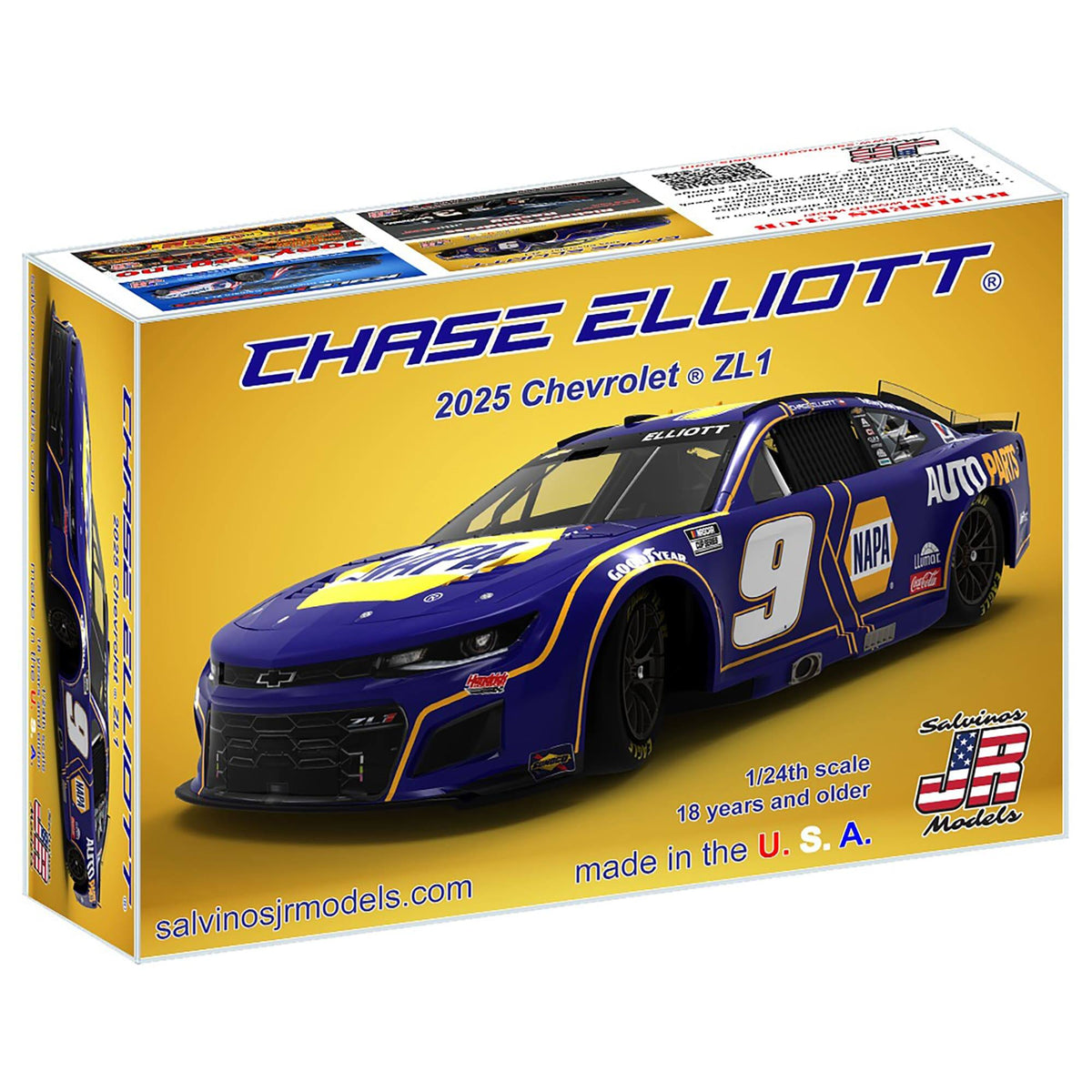 Salvinos JR Models - Chase Elliott 2025 #9 NAPA 1:24 Chevrolet Camaro ZL1 Model Car Kit - Multicolor