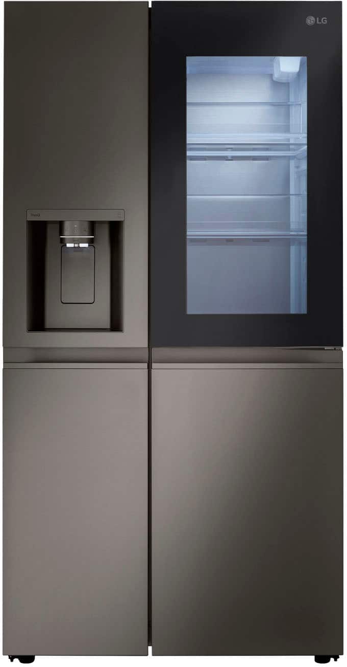LG - 36-in Wide 27.1 Cu. Ft. Side-by-Side Smart Refrigerator with Craft Ice - Black Stainless Steel