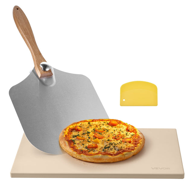 Front. VEVOR - Pizza Stone, 20x14x0.6 in Rectangular Cordierite Pizza Stone, 1450℉ Heat-Resistant Cook Stone, Extra Large Baking-Stone - Beige.