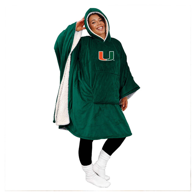 Front. Pegasus - Miami Hurricanes 60" x 80" Team Color Logo Patch Bloncho - Multicolor.