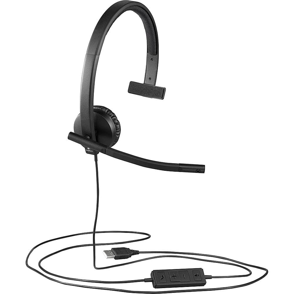 Logitech - H570e Mono Wired Over-the-Ear Headset - Black