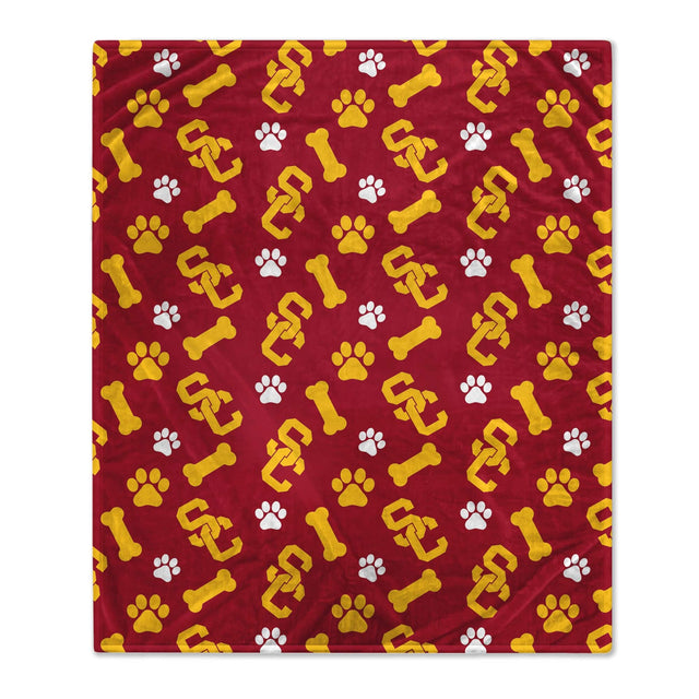 Front. Pegasus - USC Trojans 40" x 50" Lightweight Bones Flannel Fleece Pet Blanket - Maroon.