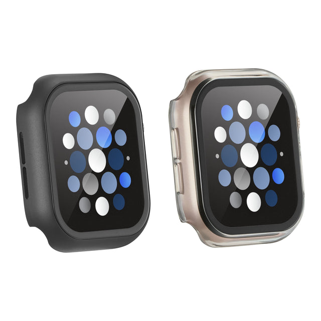 Front. Insignia™ - Bumper with Glass Screen Protector for Apple Watch 42mm - Black and Clear.