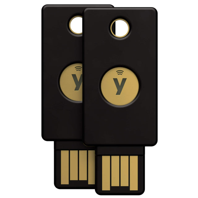 Front. Yubico - Yubico - YubiKey 5 NFC - Two-Factor authentication (2FA) Security Key, Connect via USB-A or NFC, FIDO Certified Two Pack - Black.