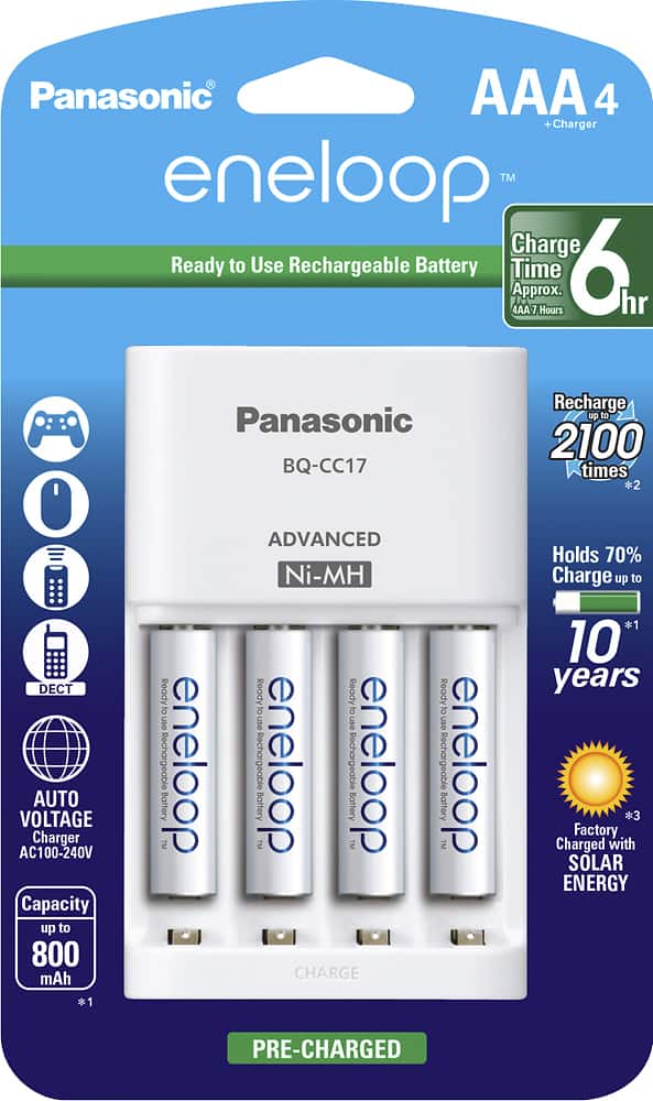 Panasonic - eneloop Charger and 4 AAA Batteries Kit - White