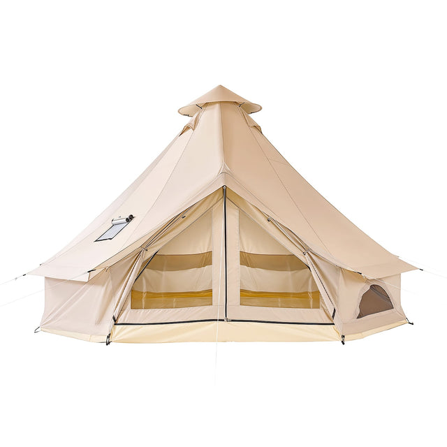 Front. VEVOR - Oxford Bell Tent, 4 Seasons 13.12 ft Yurt Tent for Camping with Stove Jack, Waterproof Breathable Holds up to 4 People - Light Beige.