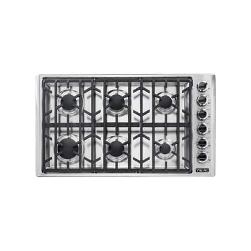 Viking - 37 in. Wide 6 Burner Professional 5 Series Gas Cooktop - Stainless Steel