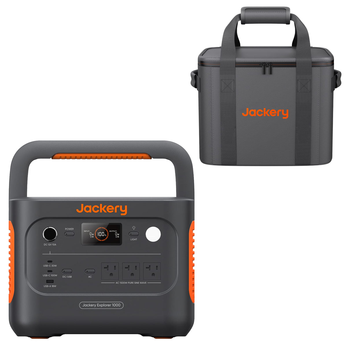 Jackery - Explorer 1000 v2 Portable Power Station (1070Wh) with a Medium Size Carrying Case for Outdoor Use and Emergency Backup (1070 Wh Capacity) - Black
