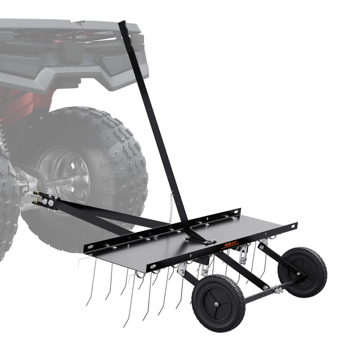 VEVOR - Tow Behind Dethatcher, 40-inch Tow Dethatcher with 20 Spring Steel Tines, Lawn Dethatcher Rake - Black