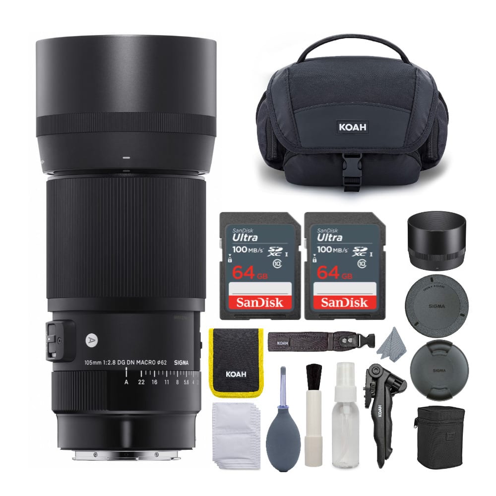 Sigma - 105mm f/2.8 Art DG DN Macro Lens for Sony E-Mount with SD Cards and Bag