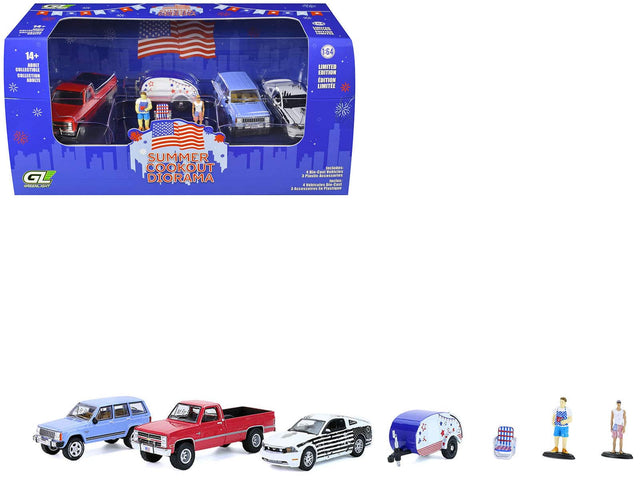 BESRERA - aiddd daLs MSSEAR E 14+ ADULT COLLECTIBLE COLLECTION ADOLTE 1-64 LIMITED EDITION DITION LIMITE GL WEANL-AUV SUMMER COOKOUT DIORAMA OTOdRL 4 die Casi VERITRS 1 PERSIS accesseries inciee a vesicaies .e Casi 1 Accesseires da Plasiilee e 4 I