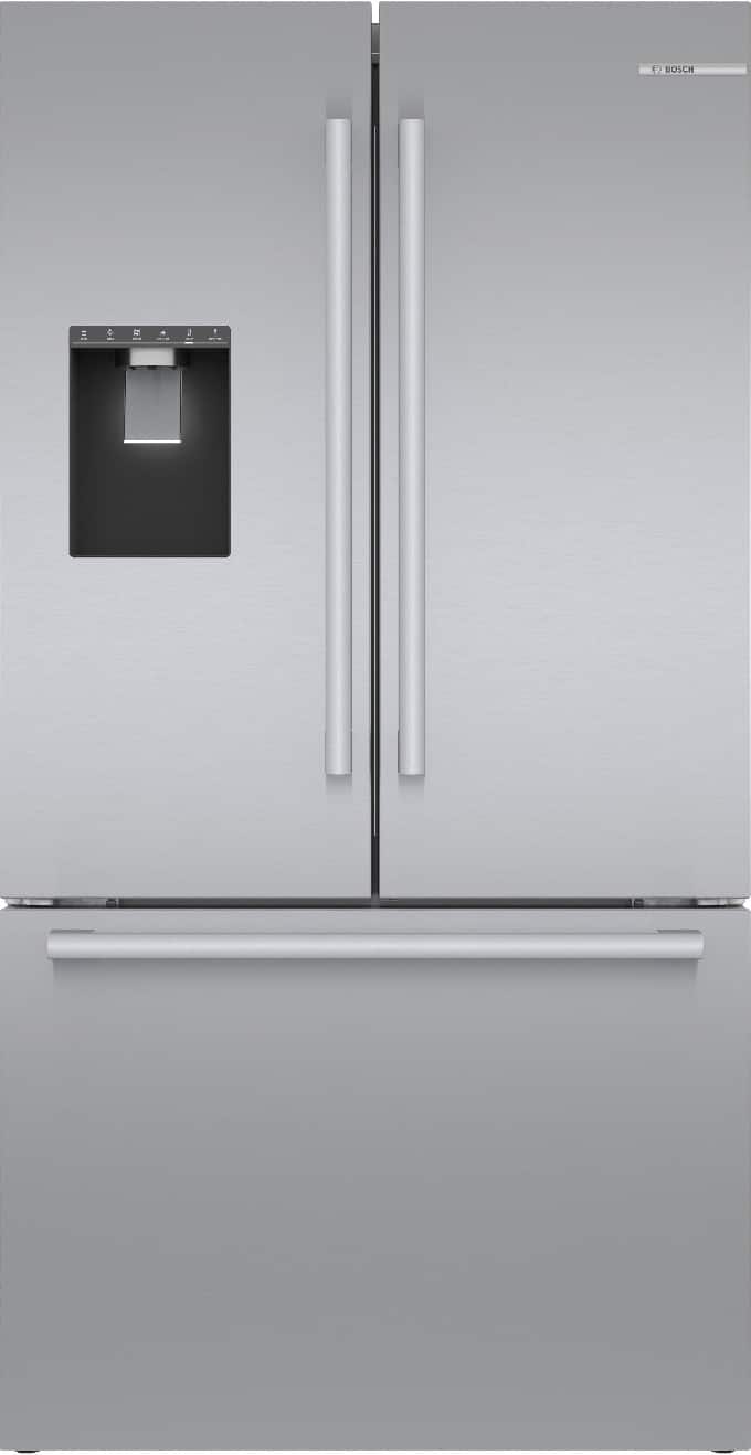 Bosch - 500 Series 36 in. Wide 21.6 Cu. Ft. French Door Bottom Freezer Counter-Depth Smart Refrigerator with External Water - Stainless Steel