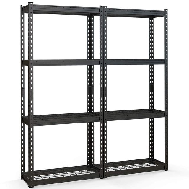 Front. Costway - Costway 2 PCS 4-Tier Metal Shelving Unit Heavy Duty Wire Storage Rack with Anti-slip Foot Pads - Black.