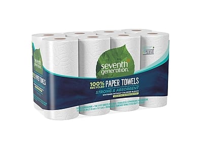Seventh Generation - Recycled Paper Towels, 2-ply, 156 Sheets/Roll, 8 Rolls/Pack - White