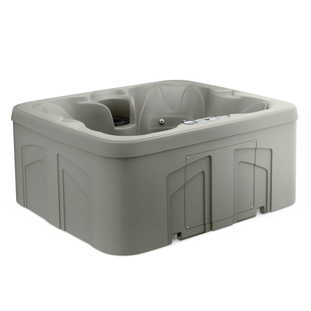 Front. Lifesmart - LifeSmart LS100 Taupe 4 Person Plug and Play Square Hot Tub Spa with Black Cover - Taupe.