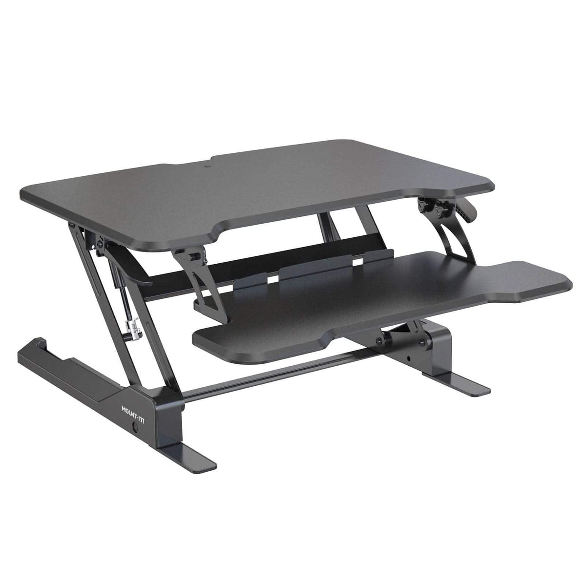 Mount-It! - Compact Standing Desk Converter with 30″ Desktop and Height-Adjustable Sit-Stand Workstation - Black