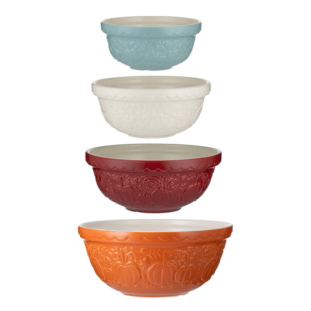 Front. Mason Cash - Pumpkin Mixing Bowl, Set of 4 - Multicolored.
