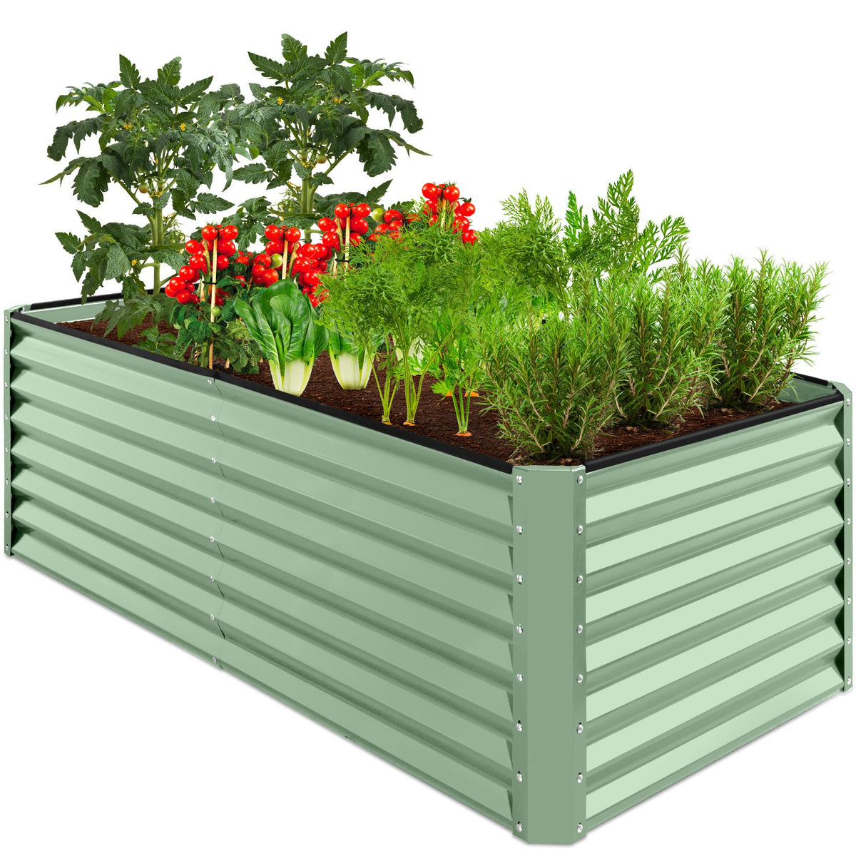 Best Choice Products - 6x3x2ft Outdoor Metal Raised Garden Bed for Vegetables Flowers Herbs - Sage Green