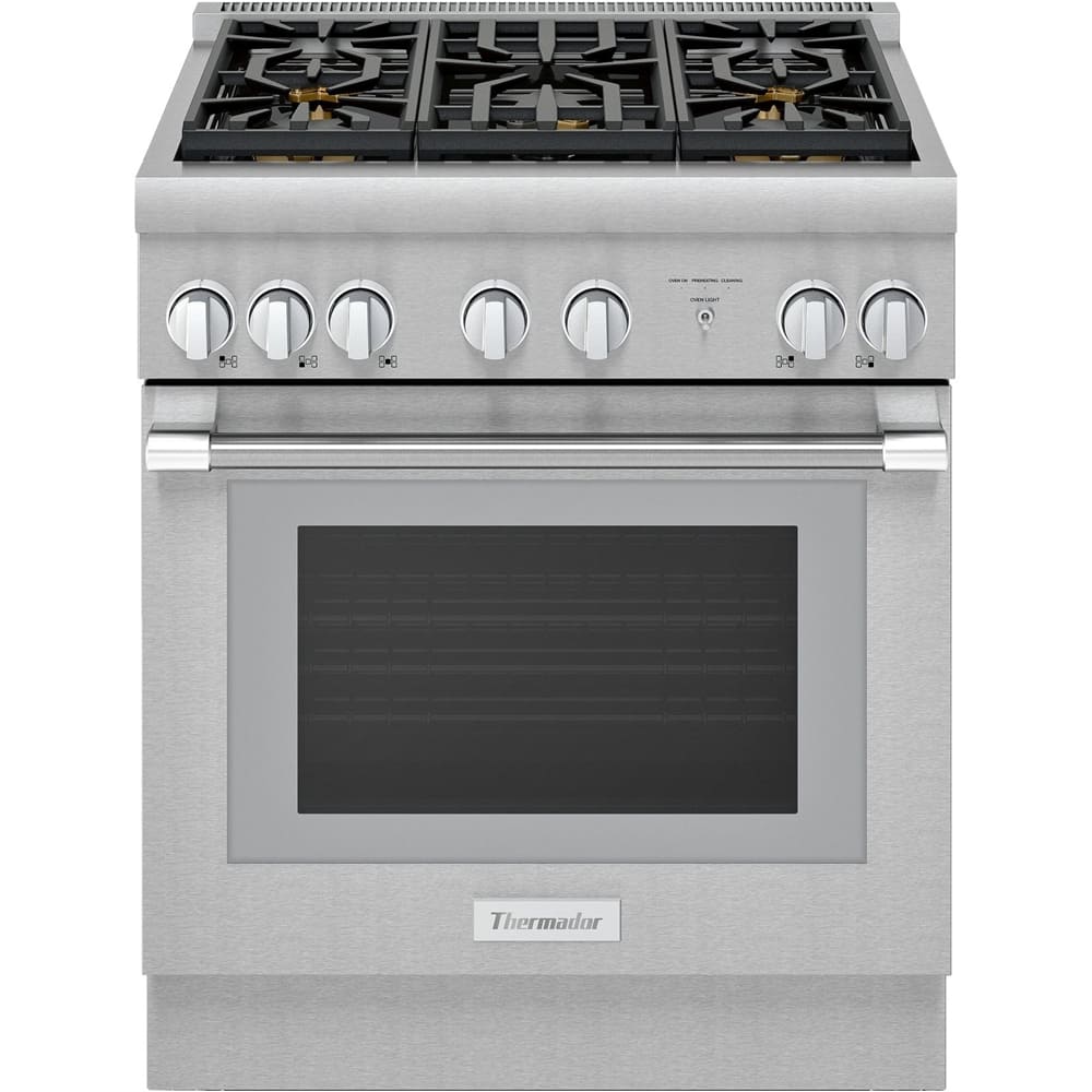 Thermador - Professional Series 30" Wide 4.4 Cu. Ft. Freestanding Dual Fuel Convection Range with Self-Cleaning and 5 Star Burners - Stainless Steel