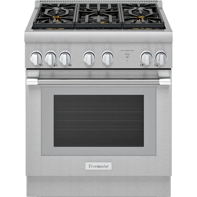 Front. Thermador - Professional Series 4.4 Cu. Ft. Freestanding Dual Fuel Convection Range with Self-Cleaning and 5 Star Burners - Stainless Steel.