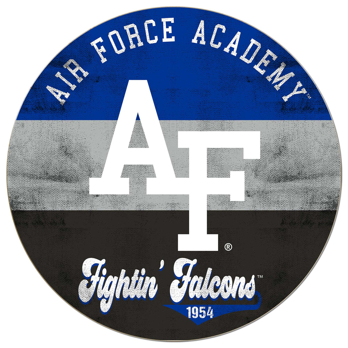 Jardine - Air Force Falcons 20'' x 20'' Retro Logo Circle Sign - Blue