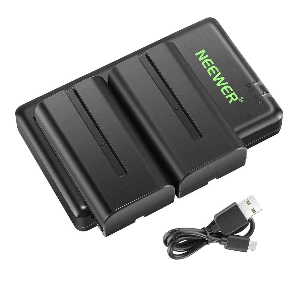 Neewer - NP-F550 Battery & Charger Set, 2-Pack, for Sony NP-F Series & LED Light/Monitor/Slider