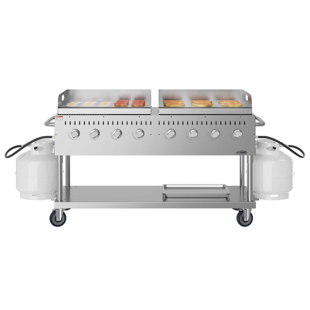 Front. Koolmore - 60 in. 8-Burner Commercial Outdoor Propane Gas Grill with Two 30 in. Griddles in Stainless-Steel, (CGKIT6-G30G30) - Stainless Steel.