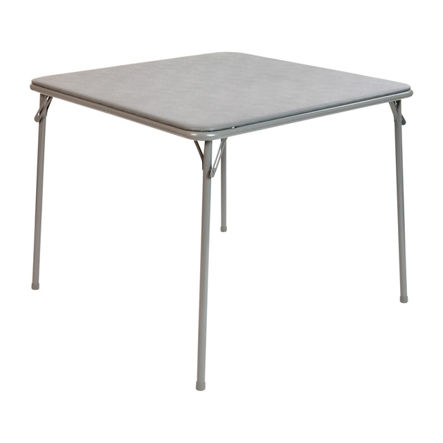 Front. Emma + Oliver - Foldable Card Table with Vinyl Table Top - Game Table - Portable Table - Gray.