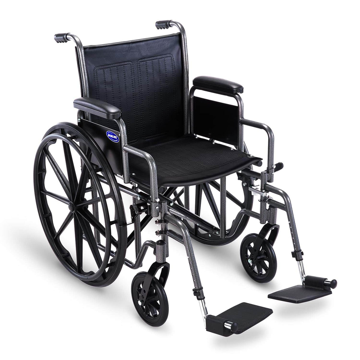Invacare - Essentials EX1 18″ Folding Manual Wheelchair w/ Swing‑away Footrests & Desk‑Length Arms - Black