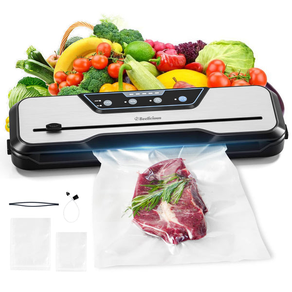 8-In-1 Beelicous Automatic Food Vacuum Sealer Machine Food Saver with Starter Kits - Silver