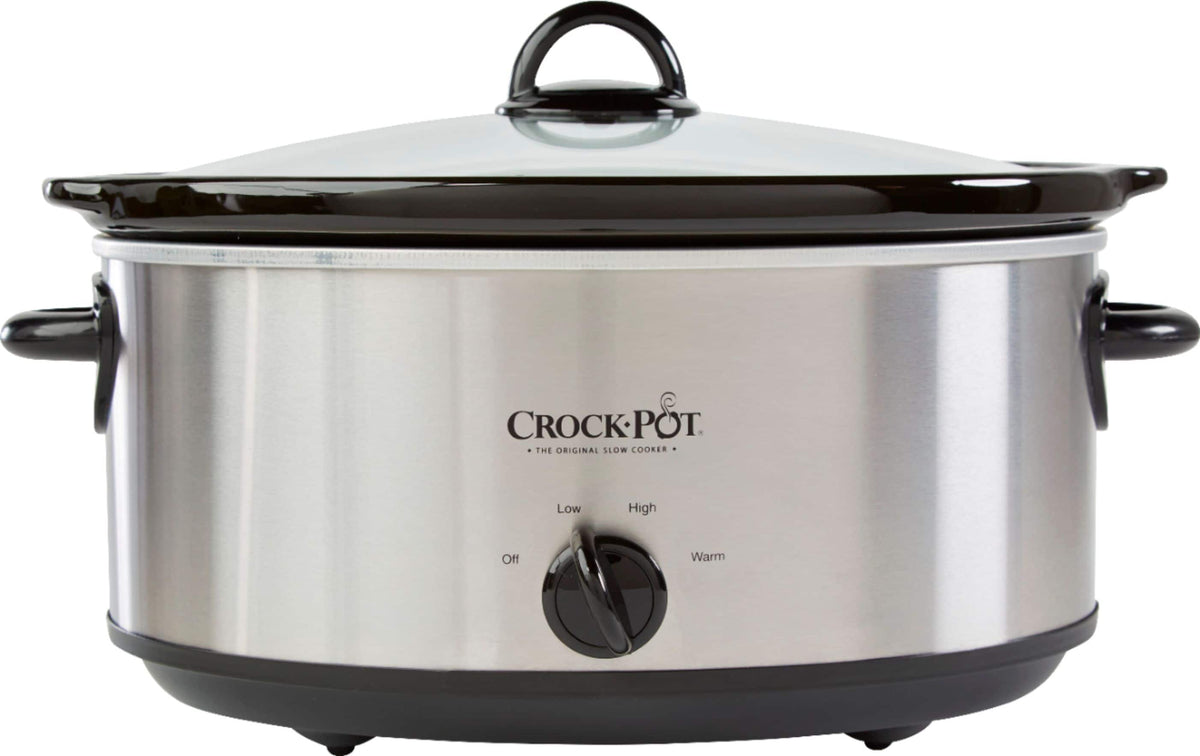 Crock-Pot - 7-Quart Oval Manual Slow Cooker - Stainless Steel