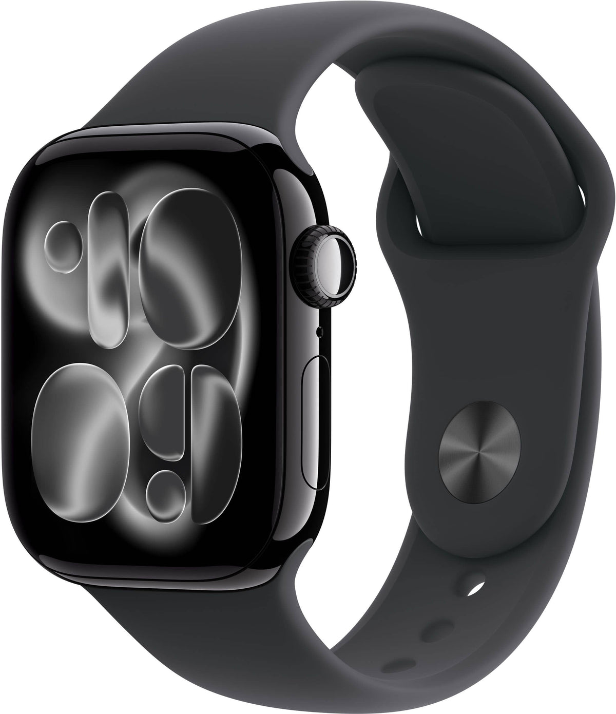 Geek Squad Certified Refurbished Apple Watch Series 11 (GPS) 42mm Jet Black Aluminum Case with Black Sport Band - S/M - Jet Black - (2025)