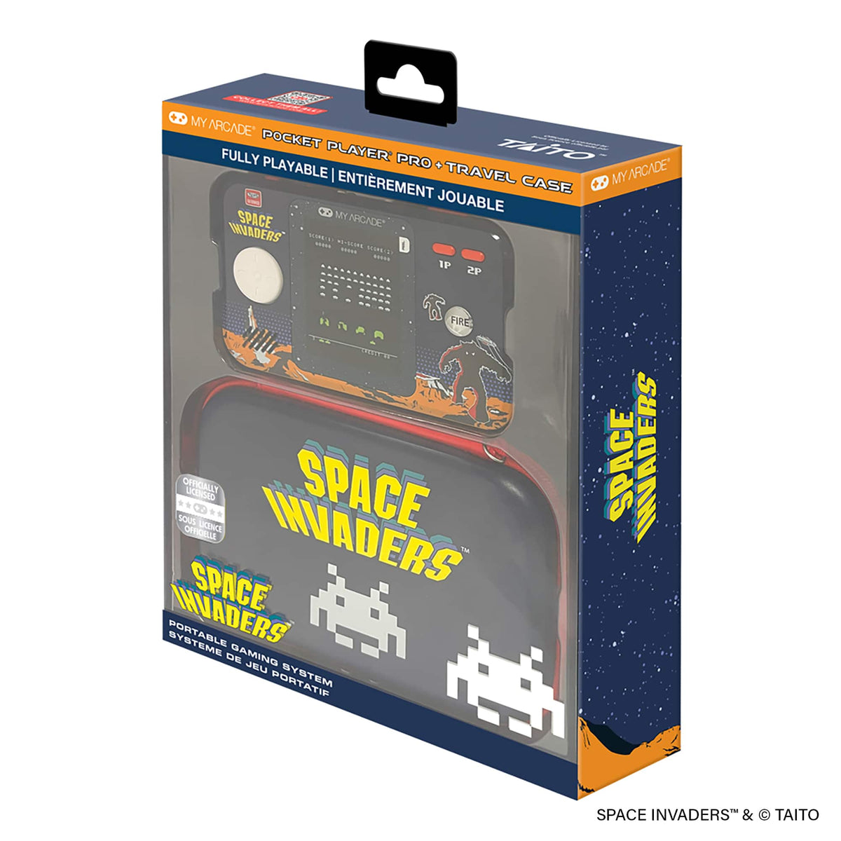 Space Invaders Pocket Player Pro Portable Handheld Gaming System With Travel Case
