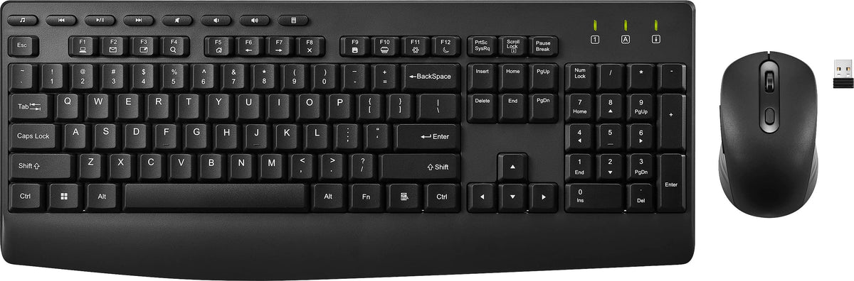 Best Buy essentials™ - Full-size Wireless Membrane Keyboard and Mouse Bundle with USB Receiver - Black