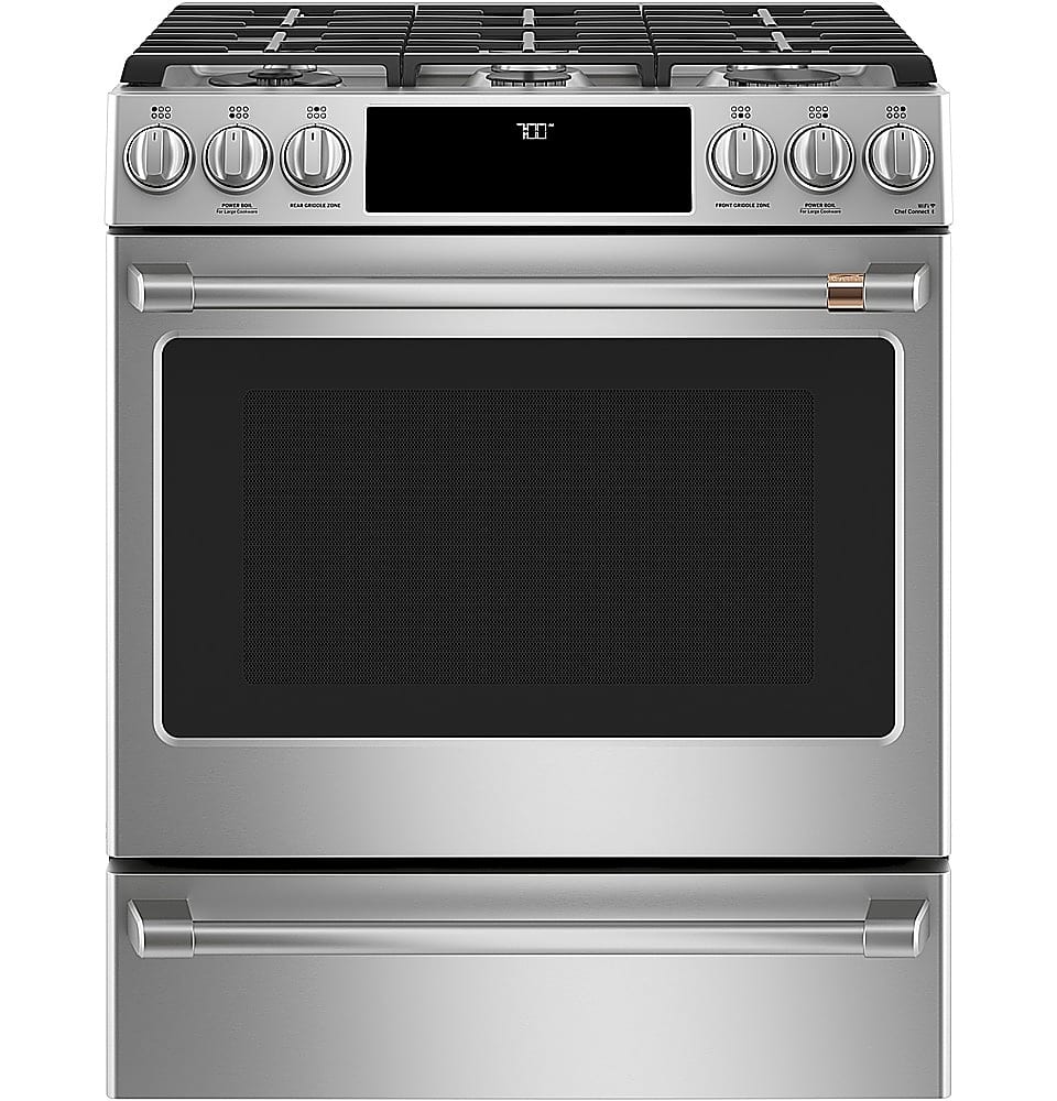 Café - 30 in. Wide 6 Burners 5.6 Cu. Ft. Slide-In Gas Convection Range, Customizable - Stainless Steel