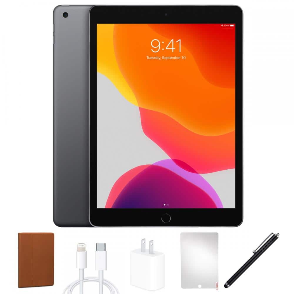 Refurbished Excellent - Bundle - Apple - - 10.2-inch iPad 7th Generation (2019) Wi-Fi Only 32GB + Case + Screen Protector + Stylus Pen - Space Gray