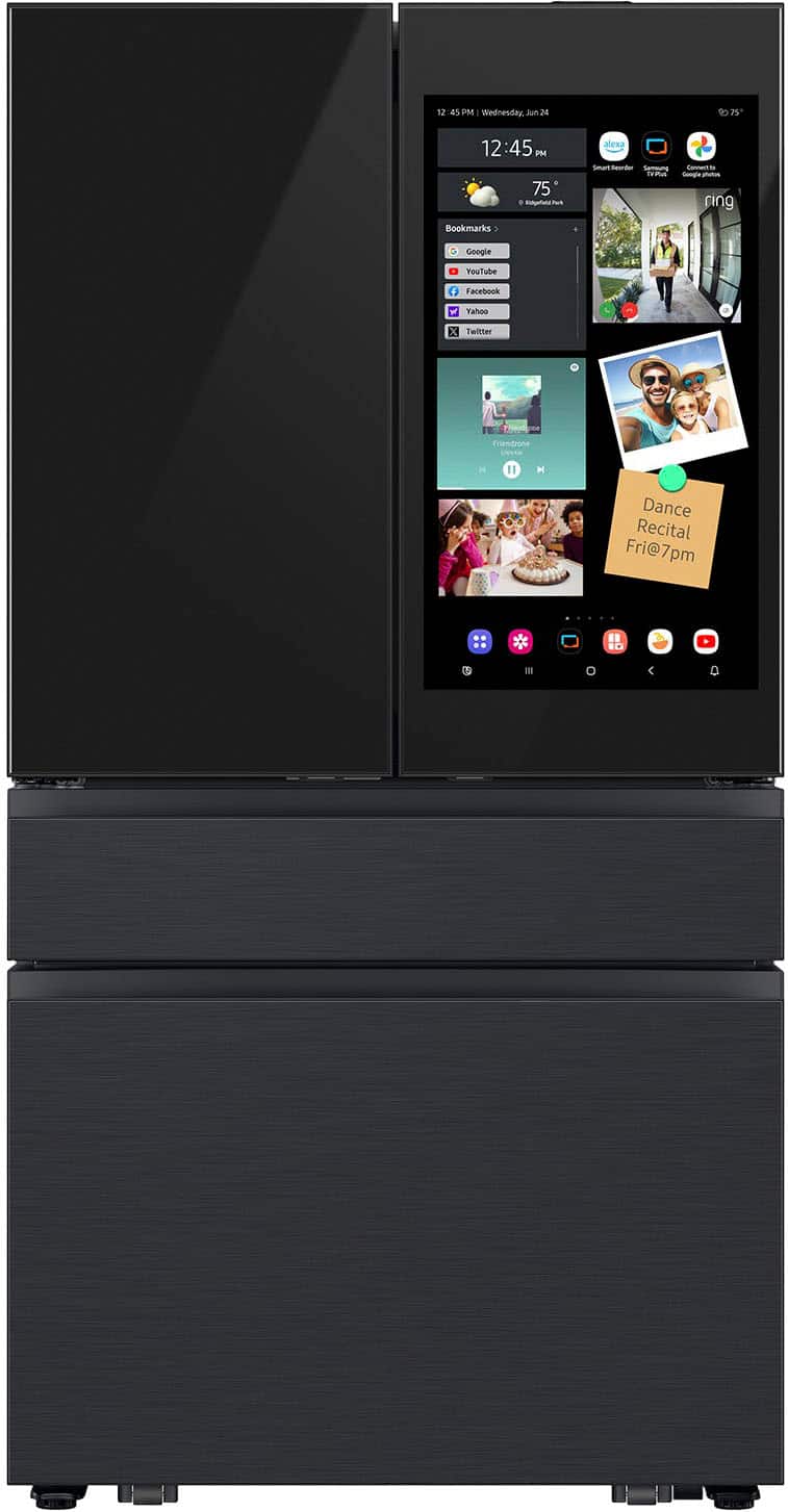 Samsung - Bespoke 29 cu. ft. 4-Door French Door Refrigerator with Family Hub 32" and AI Vision Inside - Charcoal Glass & Black/Charcoal