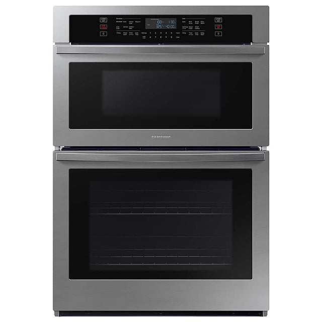 Front. Samsung - 30" Microwave Combination Wall Oven with WiFi - Stainless Steel.
