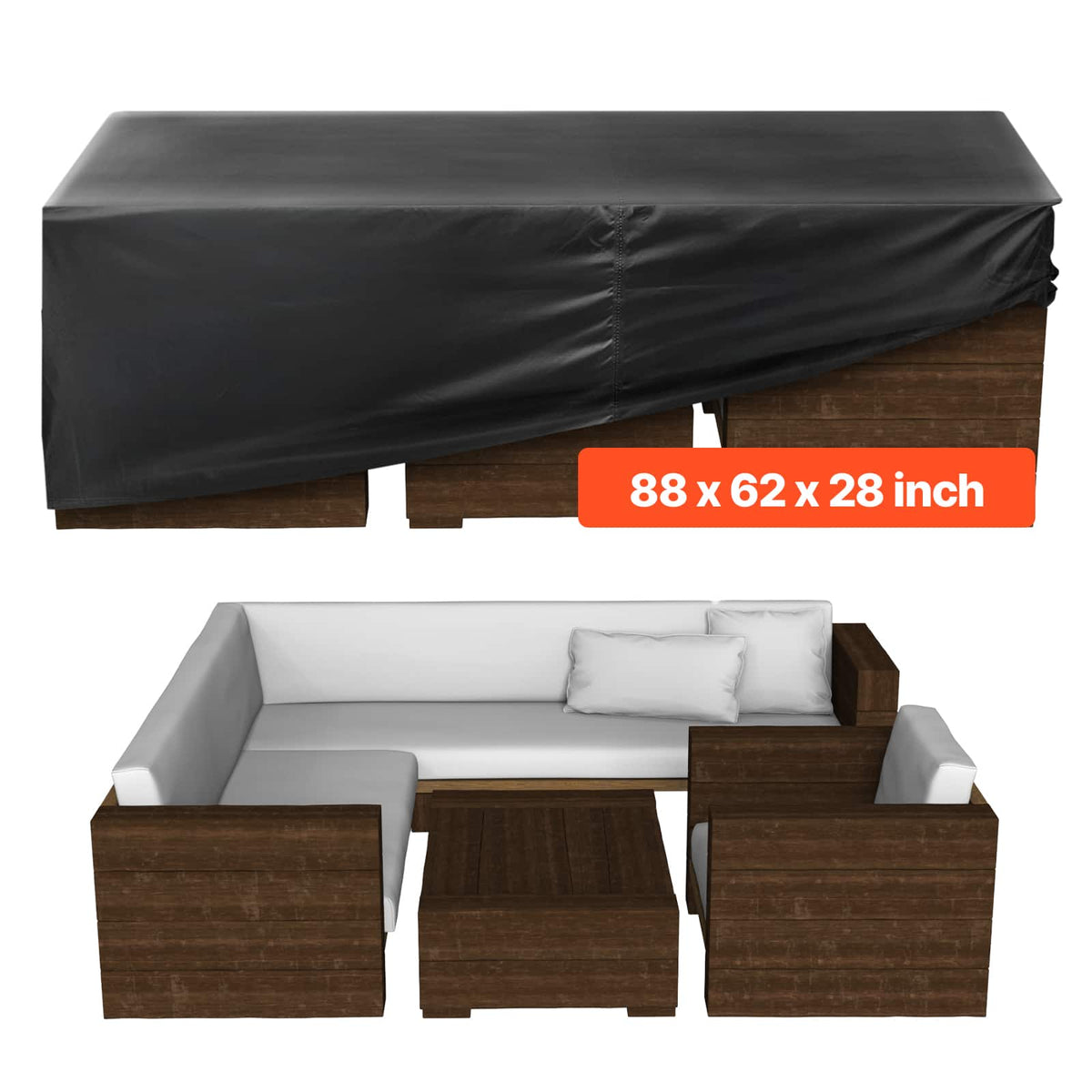 VEVOR - Patio Furniture Cover, 420D Heavy Duty Waterproof Outdoor Dining Table and Chairs Cover - Black