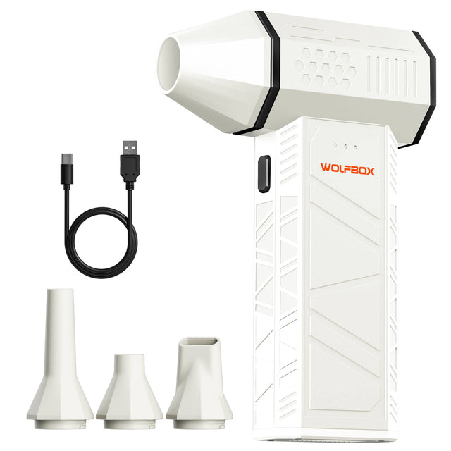 Front. WOLFBOX - Compressed Air Duster, 110000RPM Super Power Electric Air Blower, Fast Charging, Dust Blower for PC, Keyboard, Outdoor - White.