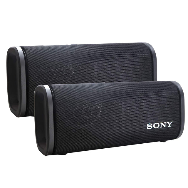 Front. Sony - 2x Sony ULT FIELD 5 Wireless Portable Speaker (Black) - Black.