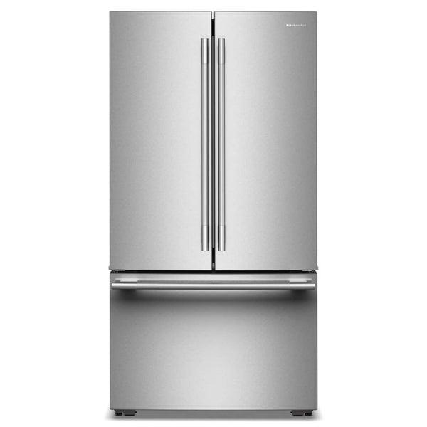 KitchenAid - 36 in. Wide 24 cu. ft. French Door Counter-Depth Refrigerator with Interior Dispense - Stainless Steel