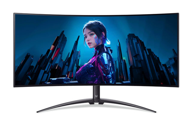 Front. Acer - Predator  34" QHD OLED Curved 240Hz 0.03ms FreeSync Gaming Monitor with HDR (DisplayPort, HDMI) - Black.